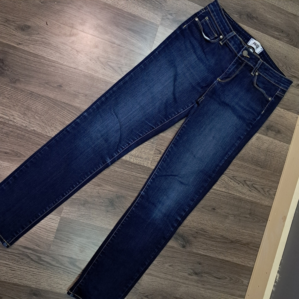 Paige Skyline Skinny Dark Blue Jeans Size W28